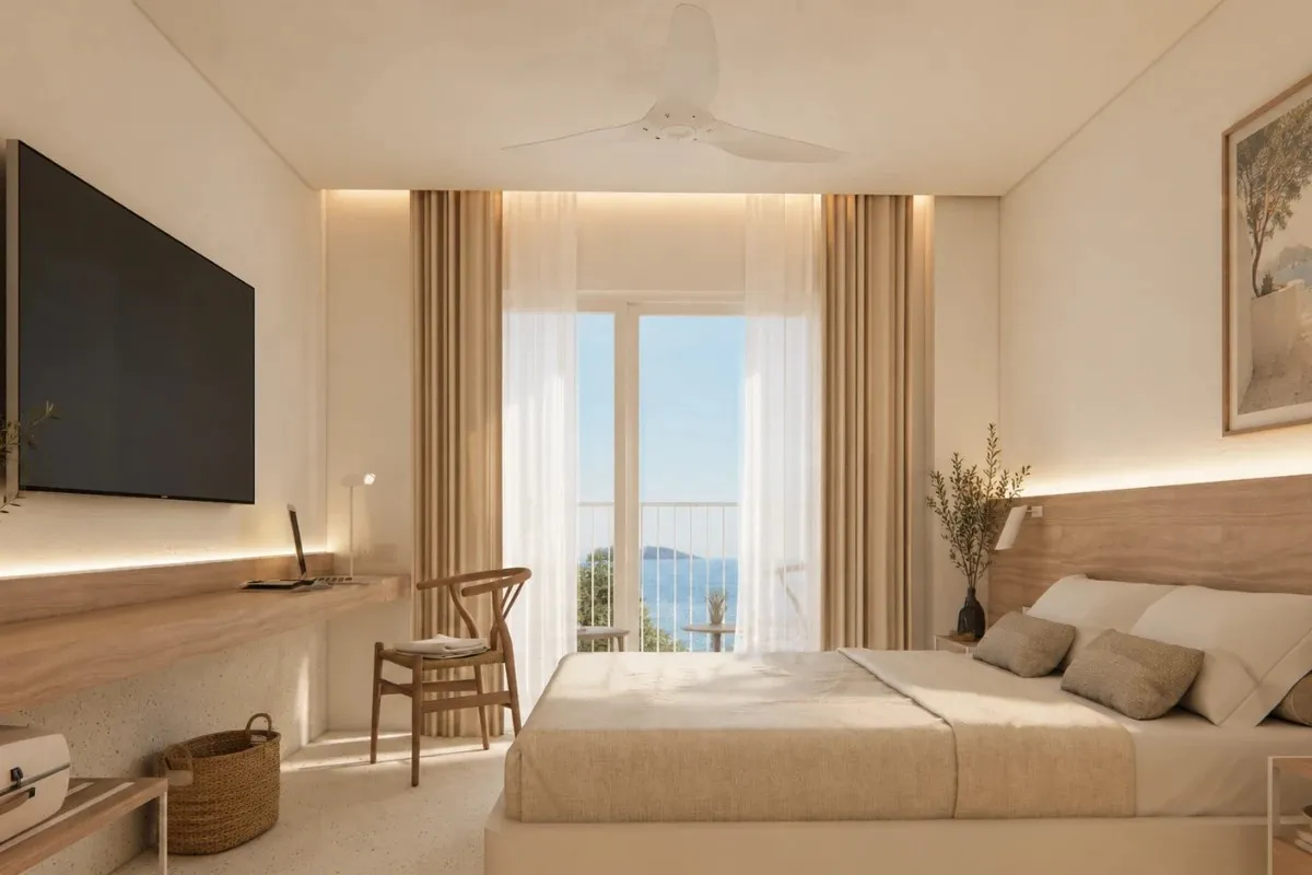 Soba sa bračnim krevetom, televizorom i velikim prozorom · Hotel Bilbaíno, Benidorm